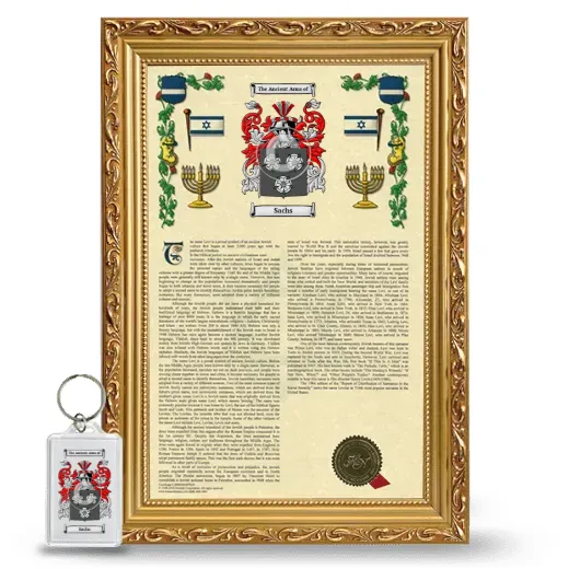 Sachs Framed Armorial History and Keychain - Gold