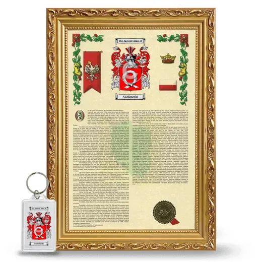 Sadlowski Framed Armorial History and Keychain - Gold