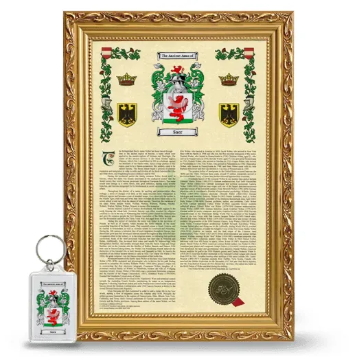 Saer Framed Armorial History and Keychain - Gold