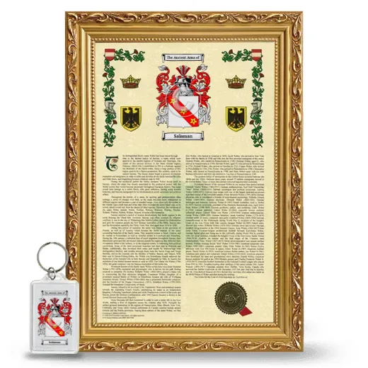Salaman Framed Armorial History and Keychain - Gold