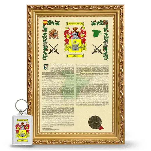 Salas Framed Armorial History and Keychain - Gold