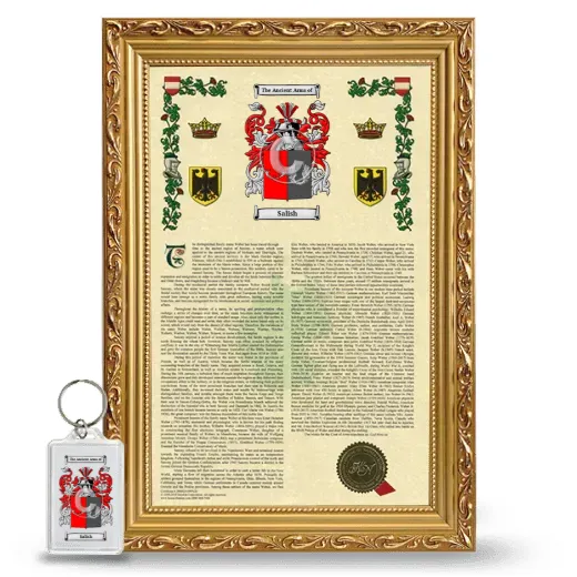 Salish Framed Armorial History and Keychain - Gold