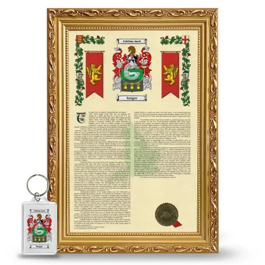 Sangar Framed Armorial History and Keychain - Gold