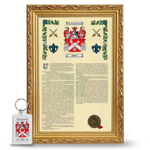 Sarran Framed Armorial History and Keychain - Gold