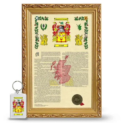 Satand Framed Armorial History and Keychain - Gold