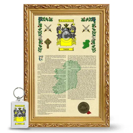 Scarrot Framed Armorial History and Keychain - Gold