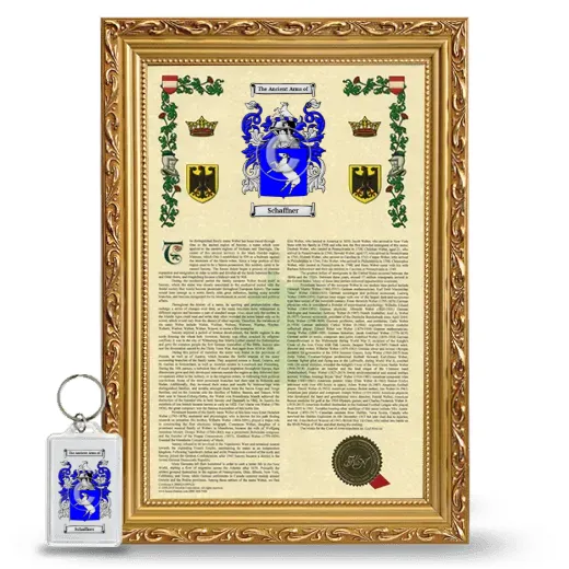 Schaffner Framed Armorial History and Keychain - Gold