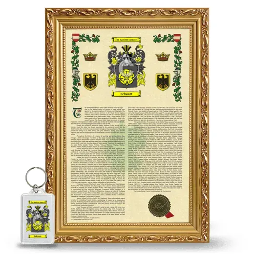 Schwart Framed Armorial History and Keychain - Gold