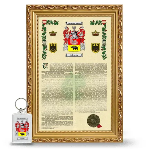 Schweitz Framed Armorial History and Keychain - Gold