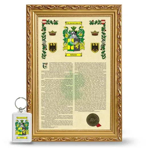 Schwier Framed Armorial History and Keychain - Gold