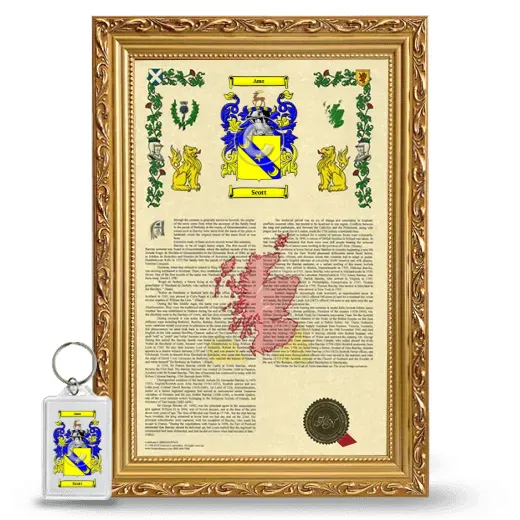 Scott Framed Armorial History and Keychain - Gold