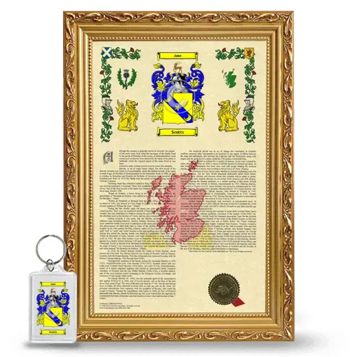 Scotts Framed Armorial History and Keychain - Gold