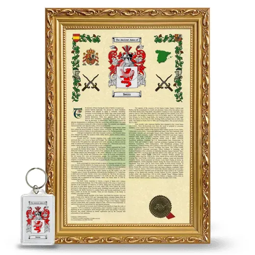 Serra Framed Armorial History and Keychain - Gold