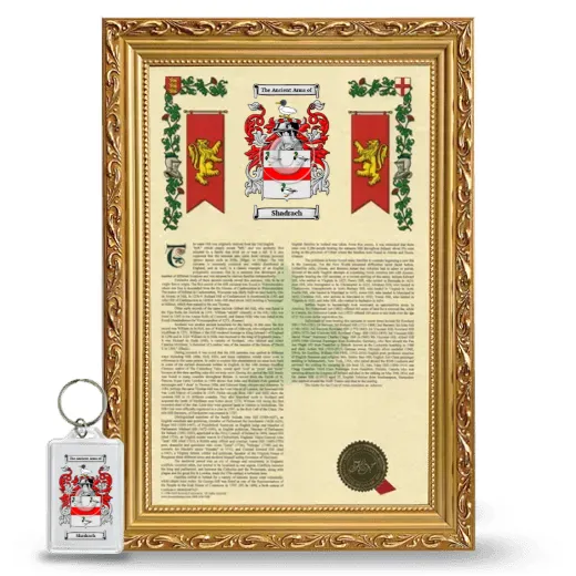 Shadrach Framed Armorial History and Keychain - Gold