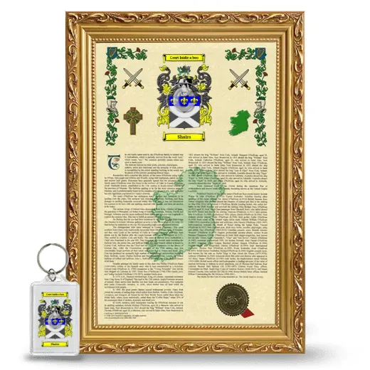 Shaira Framed Armorial History and Keychain - Gold