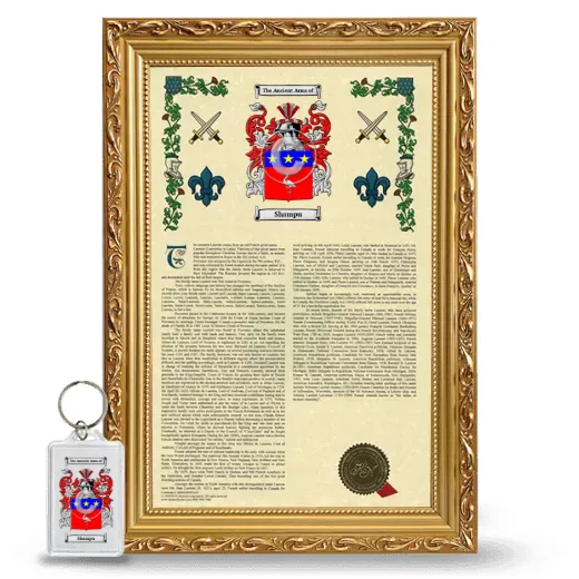 Shampu Framed Armorial History and Keychain - Gold