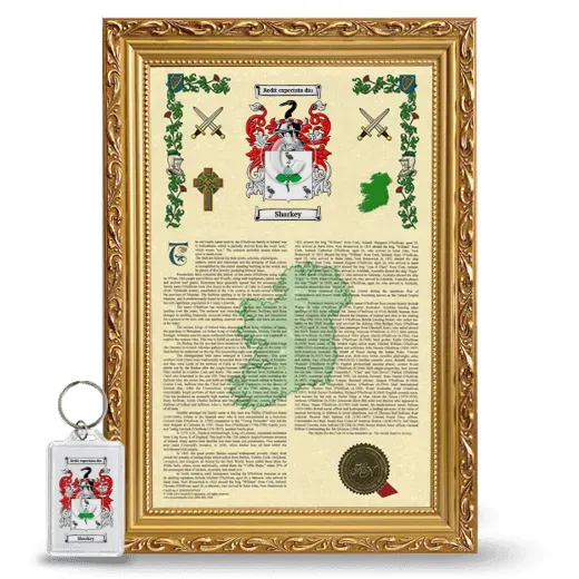 Sharkey Framed Armorial History and Keychain - Gold