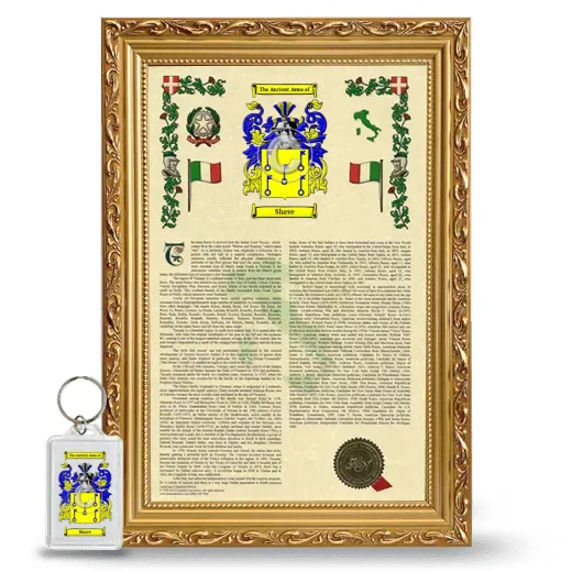 Shave Framed Armorial History and Keychain - Gold