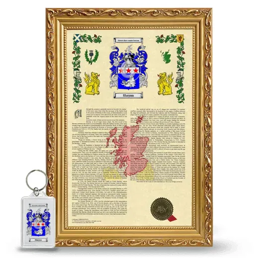 Shayan Framed Armorial History and Keychain - Gold