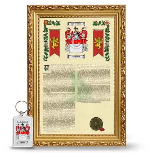 Shepard Framed Armorial History and Keychain - Gold