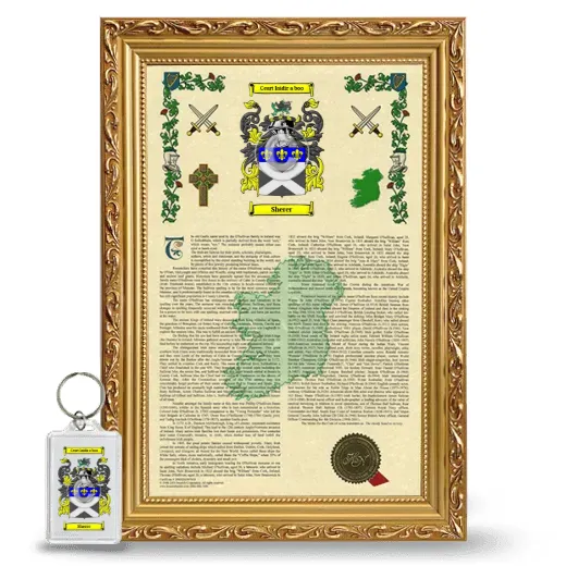 Sherer Framed Armorial History and Keychain - Gold