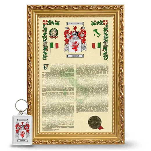 Simonel Framed Armorial History and Keychain - Gold