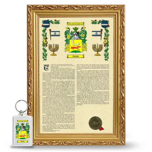 Simons Framed Armorial History and Keychain - Gold