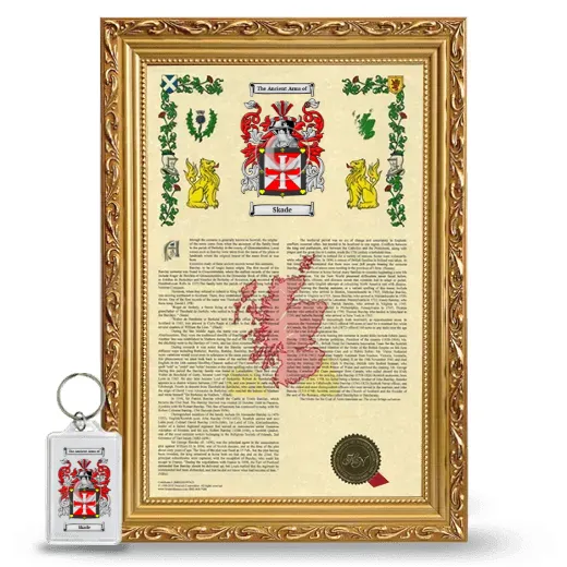 Skade Framed Armorial History and Keychain - Gold
