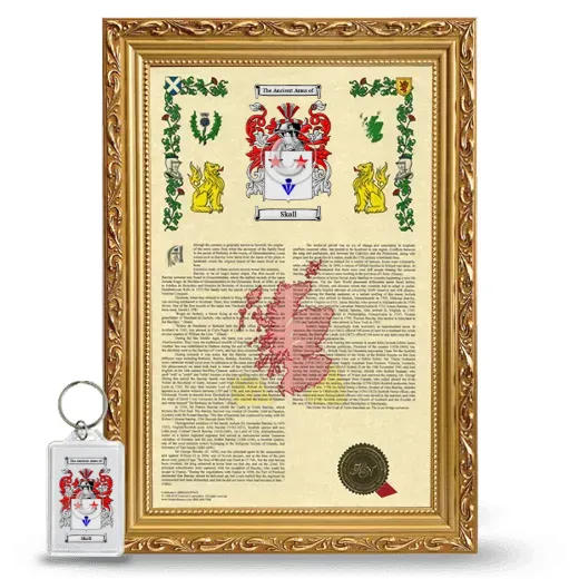 Skall Framed Armorial History and Keychain - Gold