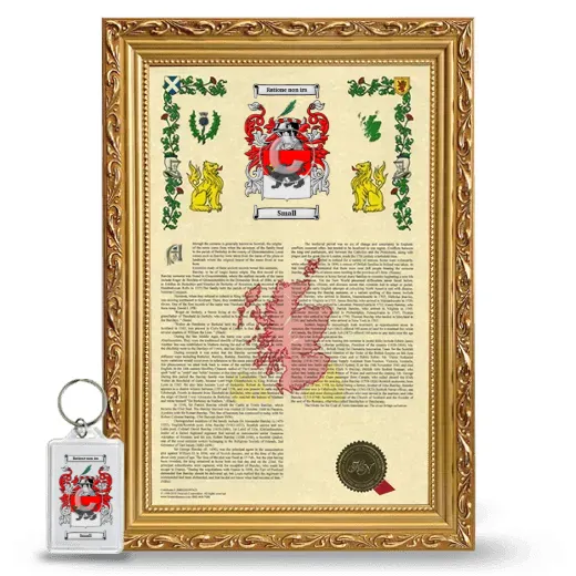 Small Framed Armorial History and Keychain - Gold