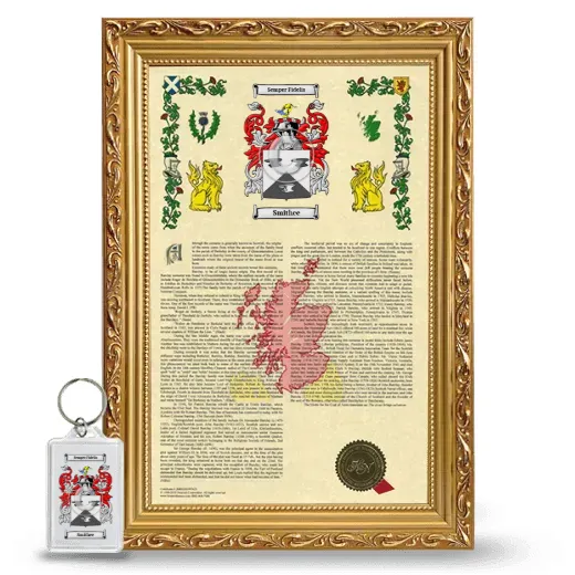 Smithee Framed Armorial History and Keychain - Gold