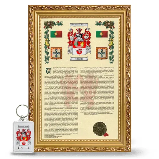 Spinoza Framed Armorial History and Keychain - Gold