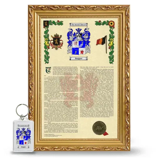 Stapper Framed Armorial History and Keychain - Gold