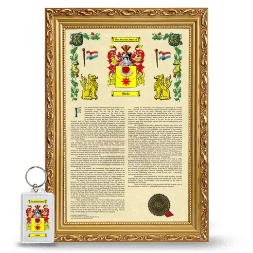 Stein Framed Armorial History and Keychain - Gold
