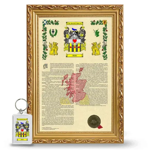 Stott Framed Armorial History and Keychain - Gold