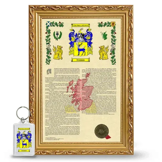 Straman Framed Armorial History and Keychain - Gold