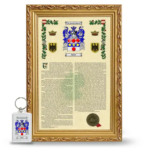 Suver Framed Armorial History and Keychain - Gold