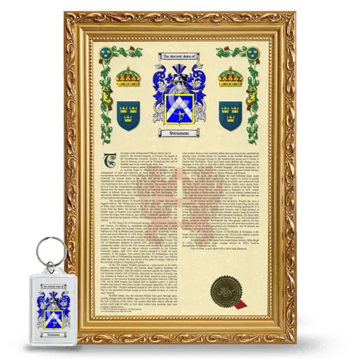 Svensson Framed Armorial History and Keychain - Gold