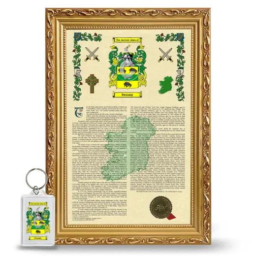 Swanny Framed Armorial History and Keychain - Gold