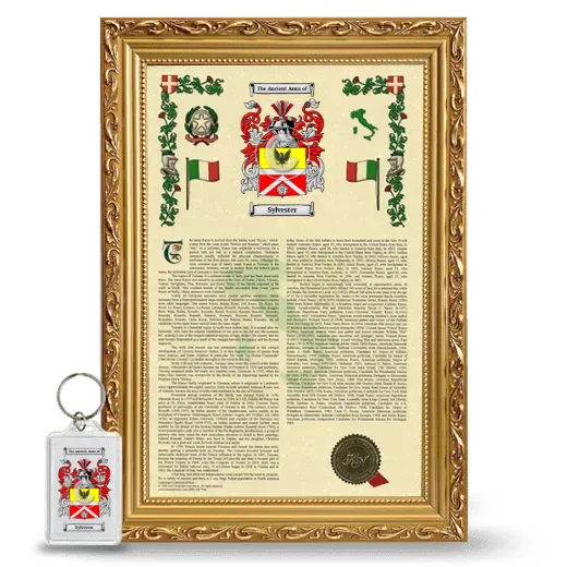 Sylvester Framed Armorial History and Keychain - Gold