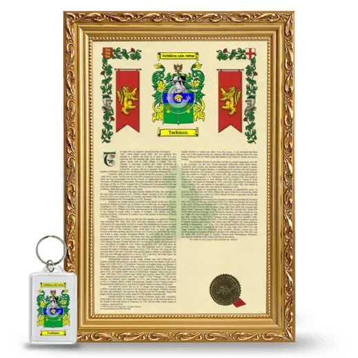 Tackman Framed Armorial History and Keychain - Gold