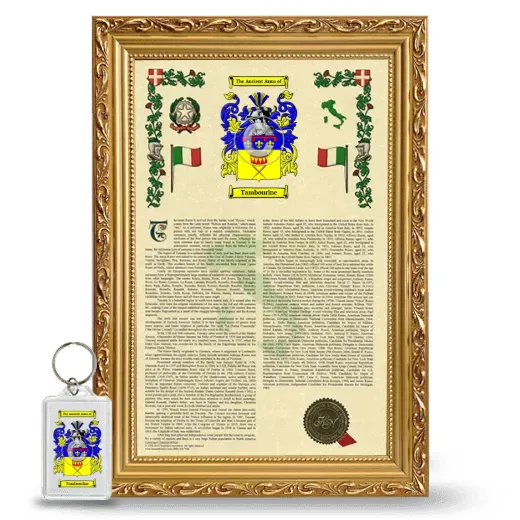 Tambourine Framed Armorial History and Keychain - Gold
