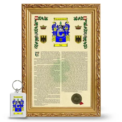 Tan Framed Armorial History and Keychain - Gold
