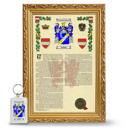 Taubner Framed Armorial History and Keychain - Gold