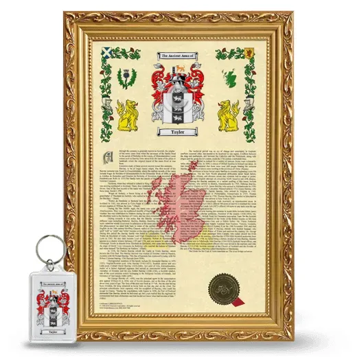 Tayler Framed Armorial History and Keychain - Gold