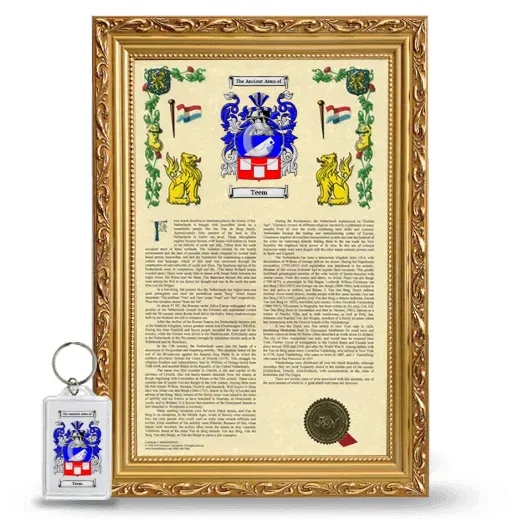 Teem Framed Armorial History and Keychain - Gold