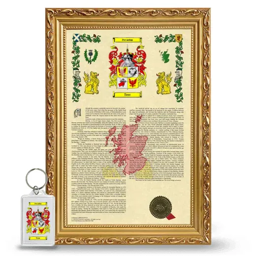 Teer Framed Armorial History and Keychain - Gold