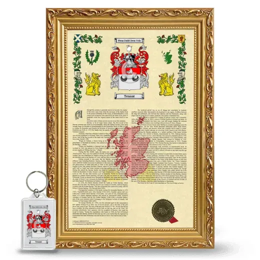 Tenant Framed Armorial History and Keychain - Gold