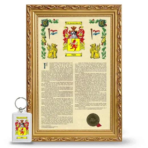 Thyis Framed Armorial History and Keychain - Gold