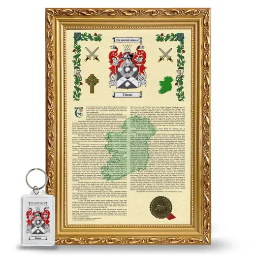 Timon Framed Armorial History and Keychain - Gold